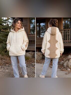 Steady Hands Avatar Appa Pattern Sherpa Oversized 100% Cotton Lined Hoodie